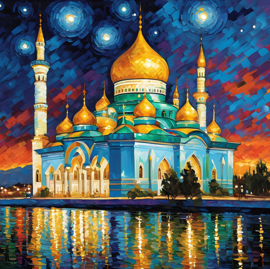 Kul Sharif Mosque, Kazan, Russia in Starry Night - Van-Go Paint-By-Number Kit