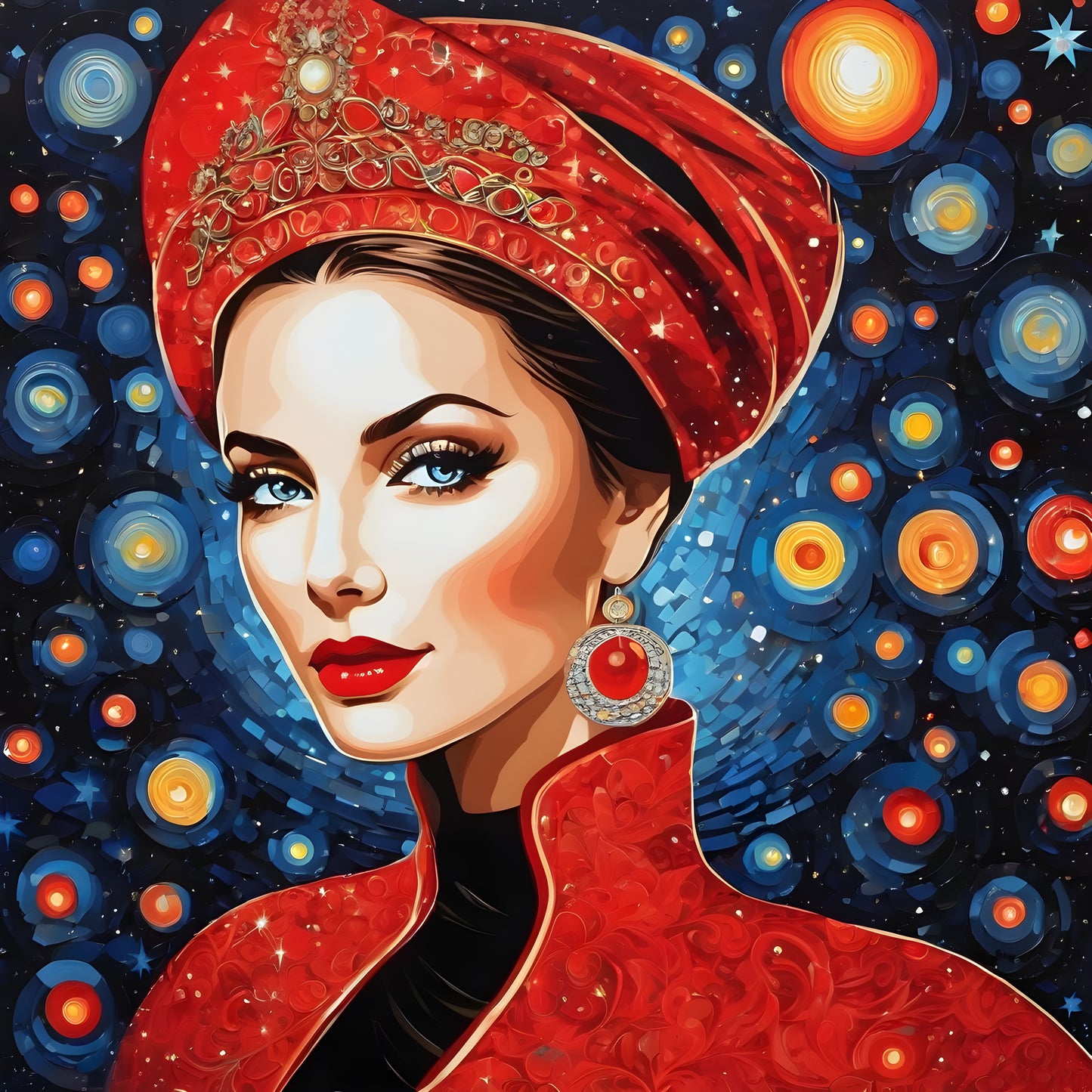 Lady In Red Collection PD (42) - in Starry Night - Van-Go Paint-By-Number Kit