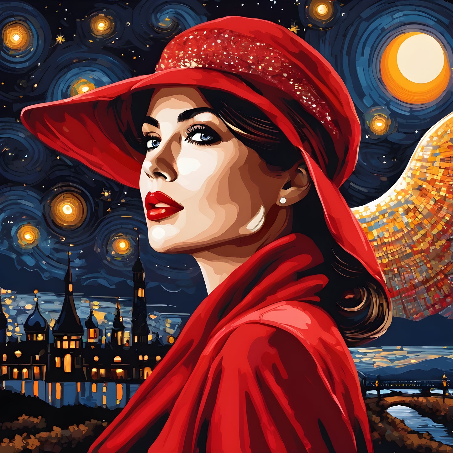 Lady In Red Collection PD (45) - in Starry Night - Van-Go Paint-By-Number Kit
