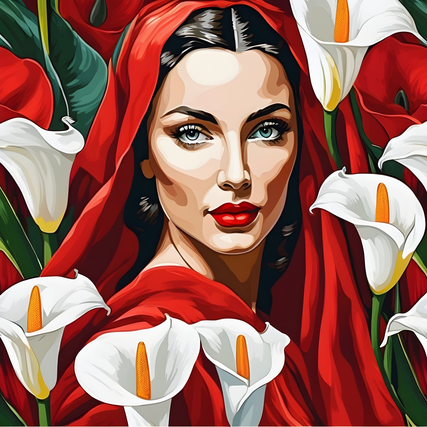 Lady In Red Collection PD (19) - With White Callas - Van-Go Paint-By-Number Kit