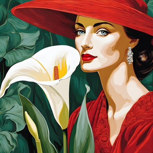 Lady In Red Collection PD (18) - With White Callas - Van-Go Paint-By-Number Kit