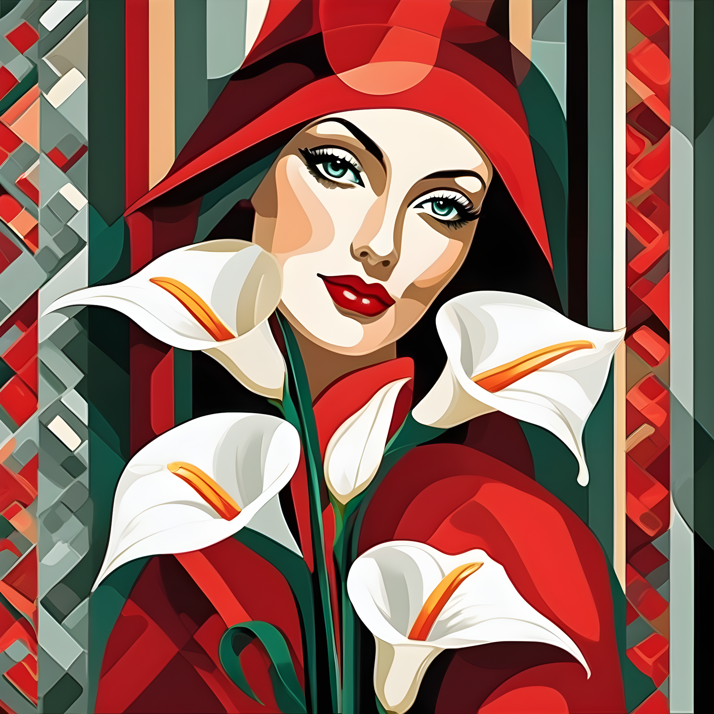 Lady In Red Collection PD (16) - With White Callas - Van-Go Paint-By-Number Kit