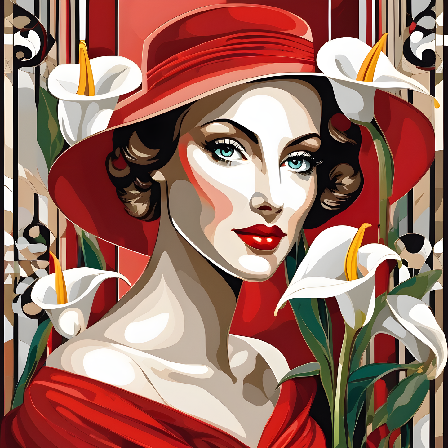 Lady In Red Collection PD (23) - With White Callas - Van-Go Paint-By-Number Kit