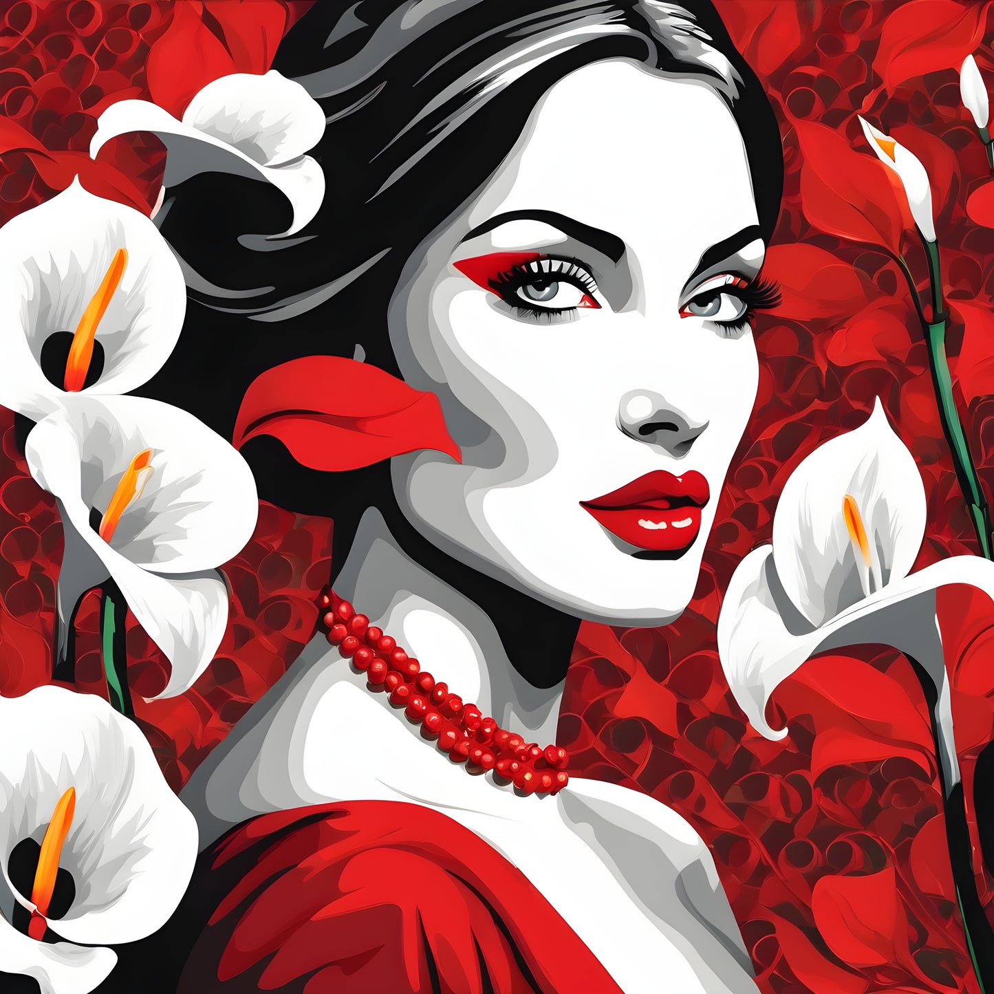 Lady In Red Collection PD (17) - With White Callas - Van-Go Paint-By-Number Kit