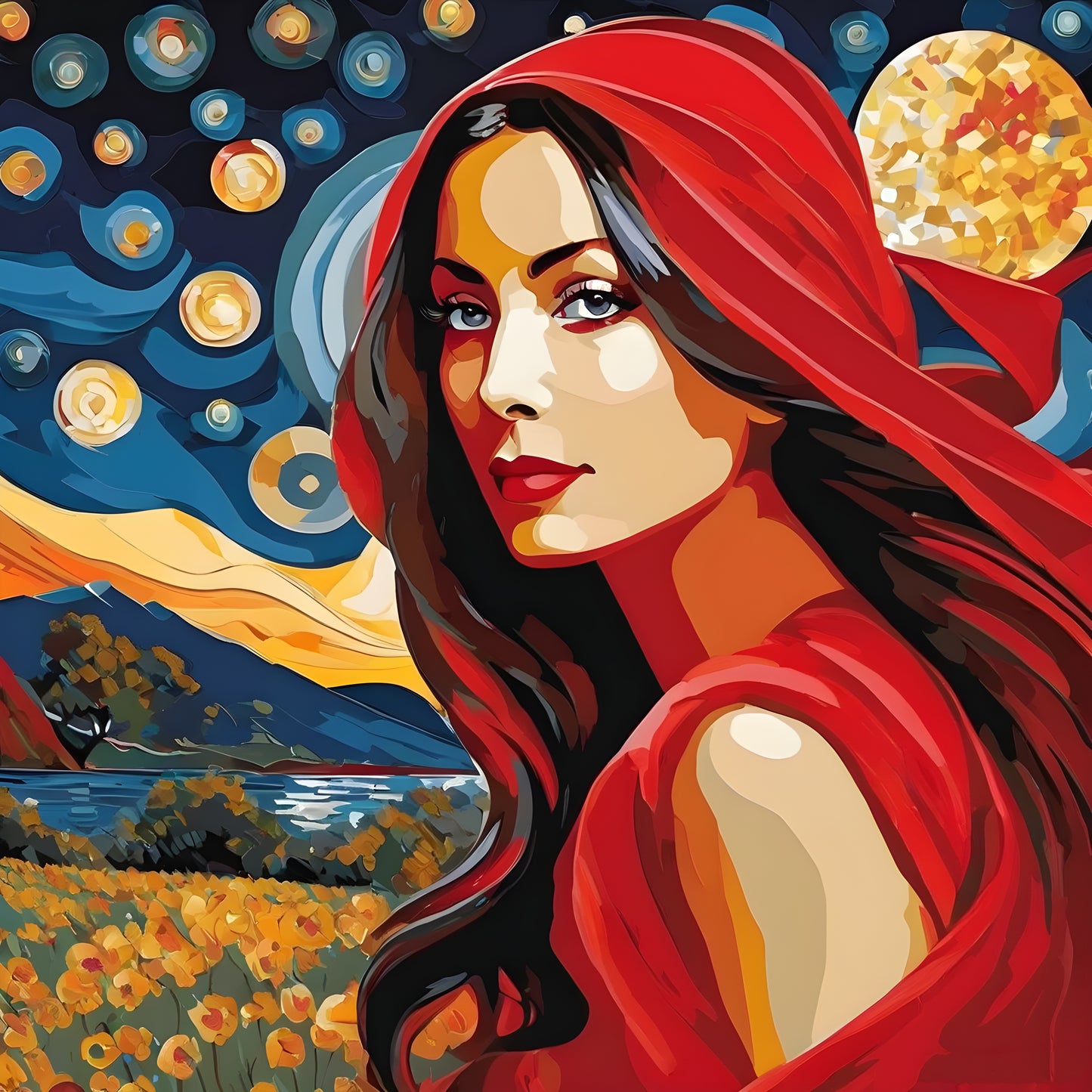 Lady In Red Collection PD (46) - in Starry Night - Van-Go Paint-By-Number Kit