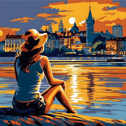 Lady Sitting on the Shore (1) - Van-Go Paint-By-Number Kit