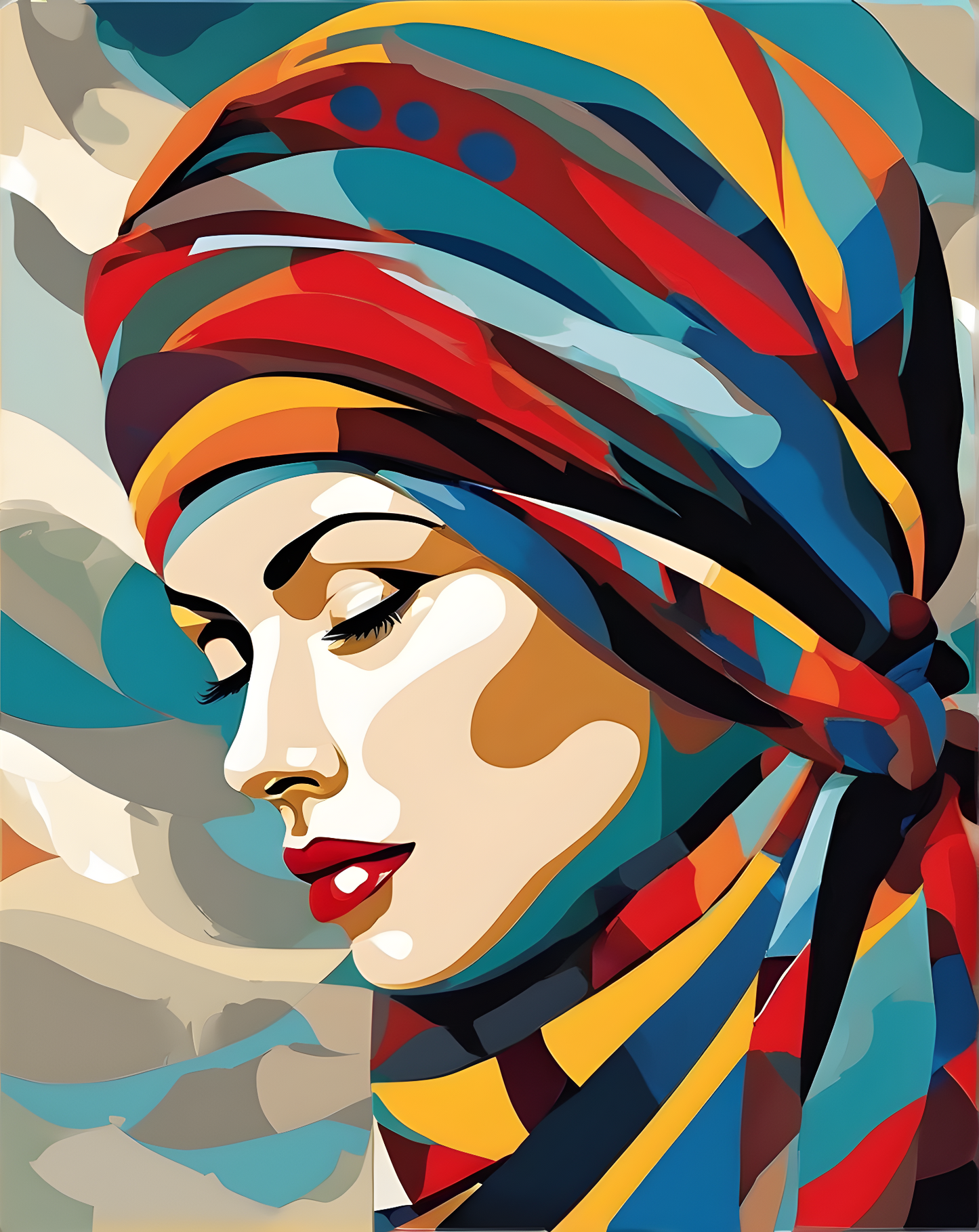 Lady with a Head Scarf PD (5) - Van-Go Paint-By-Number Kit