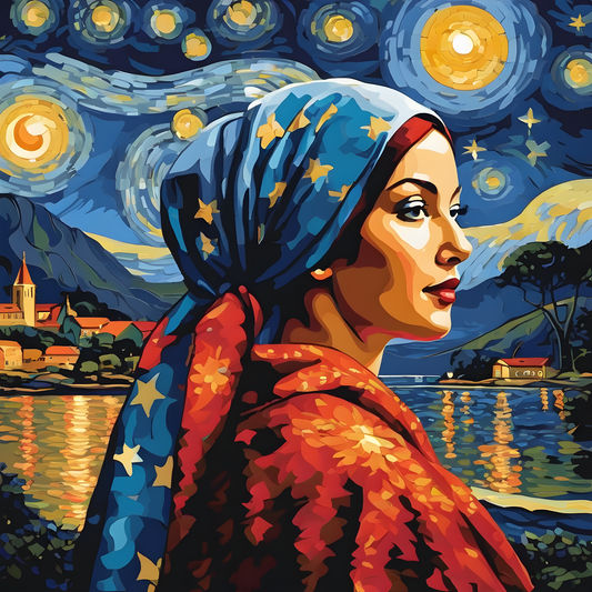 Lady with a Head Scarf PD (12) - in Starry Night - Van-Go Paint-By-Number Kit