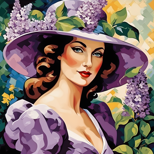 Lady with a Lilac Hat PD (10) - Van-Go Paint-By-Number Kit