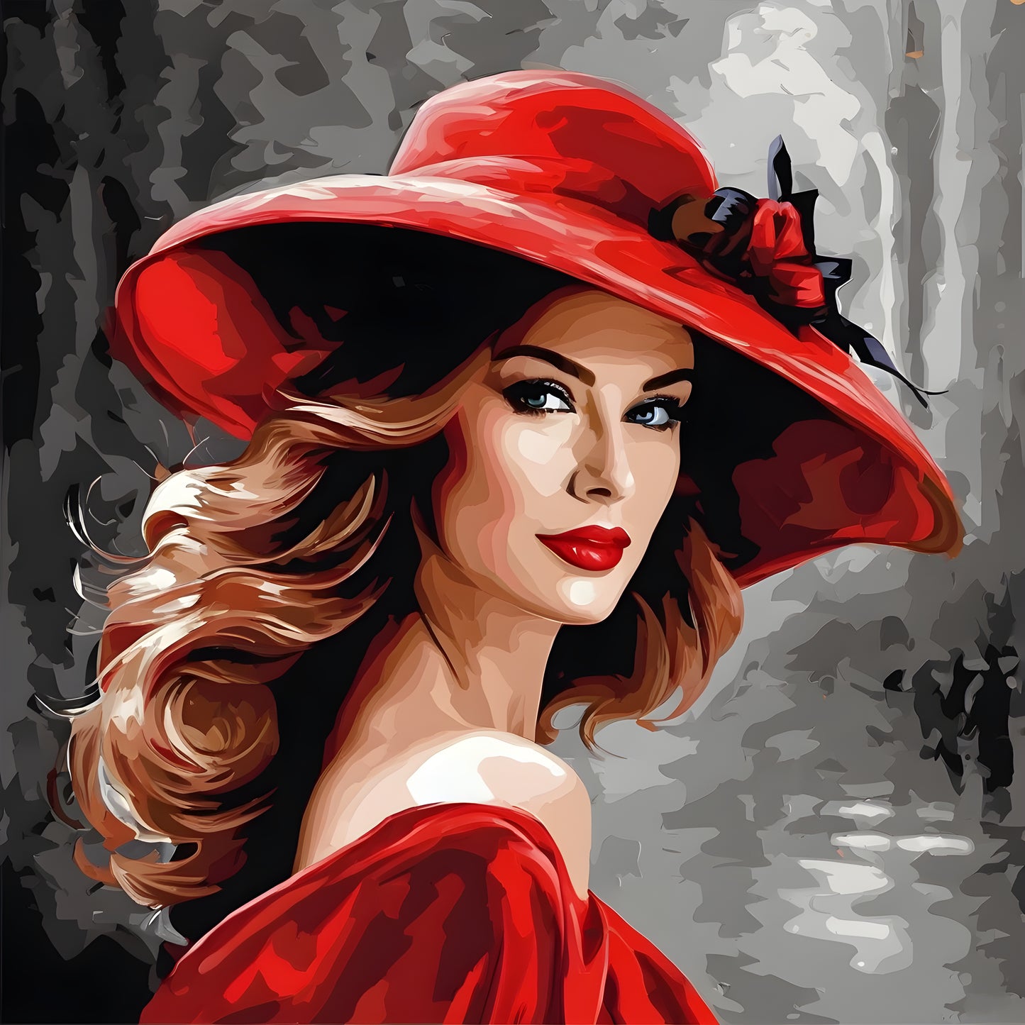 Lady with a Red Hat PD (2) - Van-Go Paint-By-Number Kit