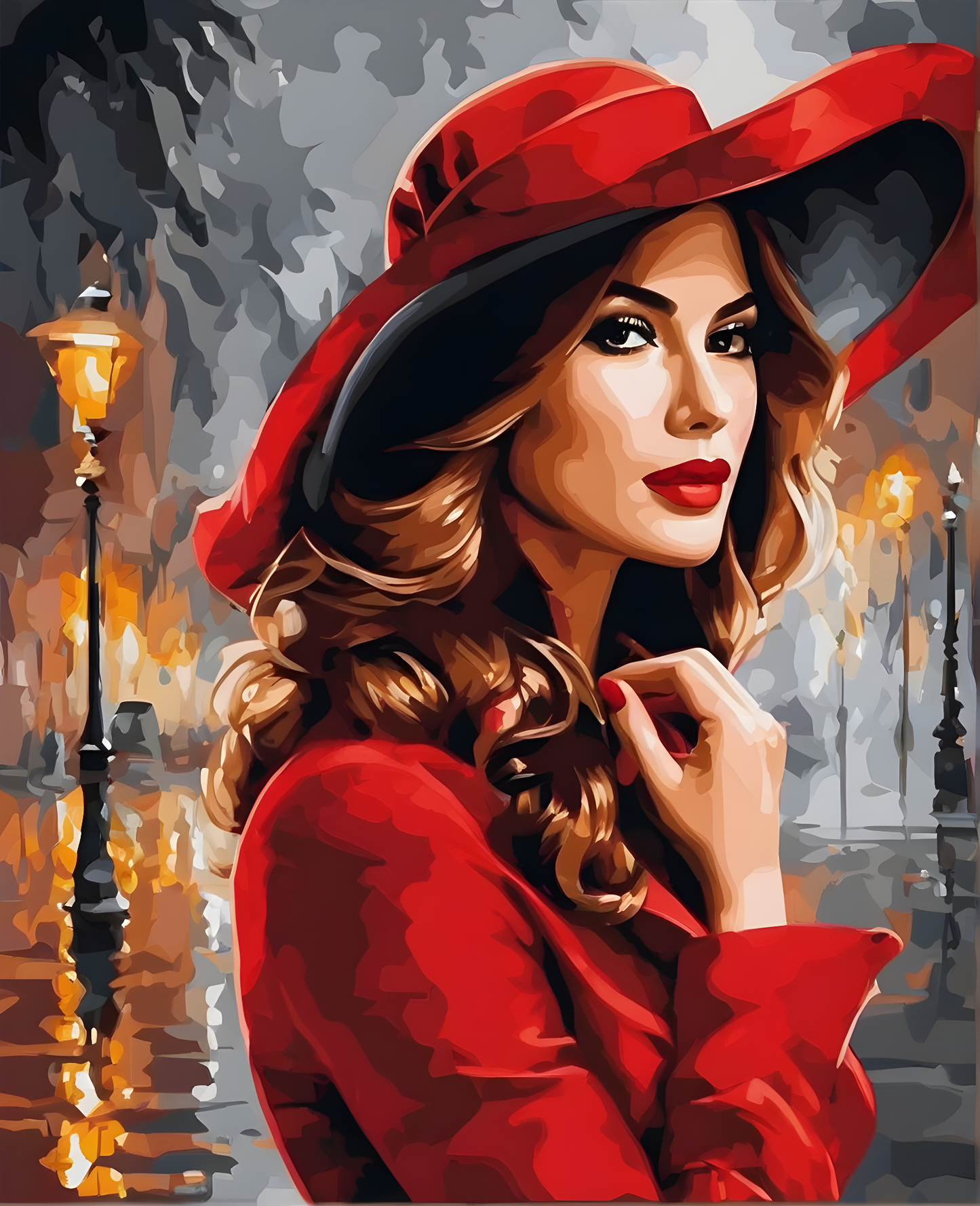 Lady with a Red Hat PD (4) - Van-Go Paint-By-Number Kit