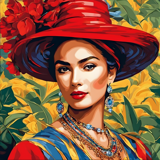 Lady with a Red Hat PD (3) - Van-Go Paint-By-Number Kit