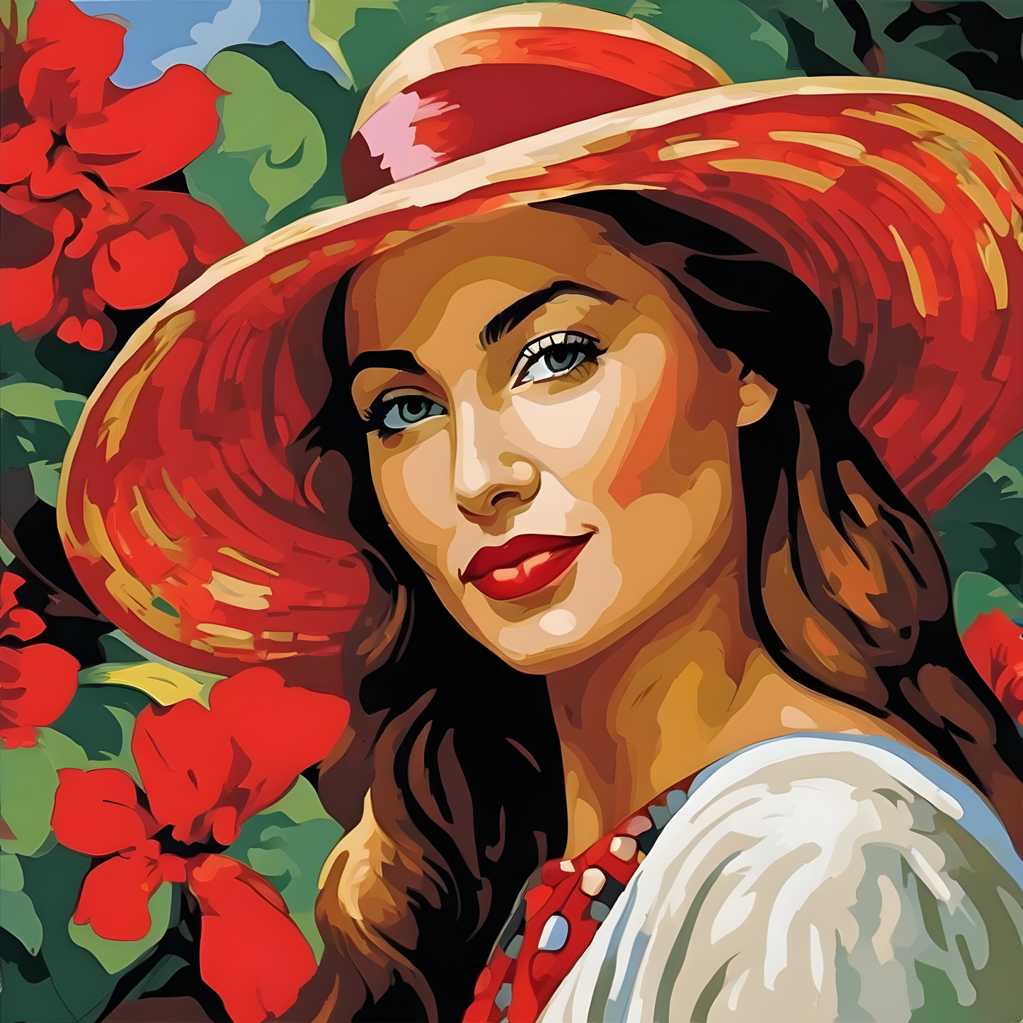 Lady with a Red Hat PD (5) - Van-Go Paint-By-Number Kit