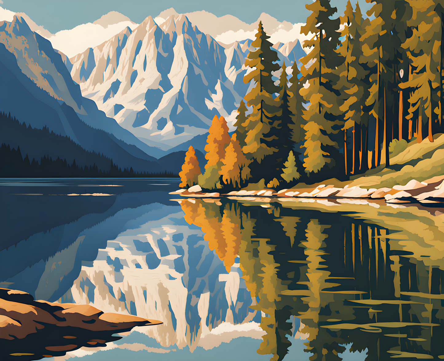 Lake Gosau with the Dachstein (1) - Van-Go Paint-By-Number Kit