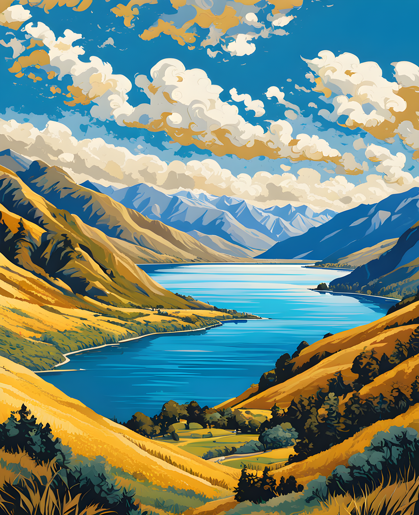 Painting by Numbers Kit of New-Zealand Country PD (34) - Lake Hawea