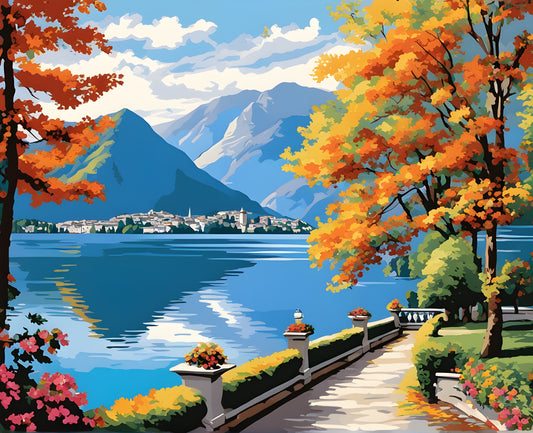 Amazing Places OD (408) - Lake Lugano, Switzerland - Van-Go Paint-By-Number Kit