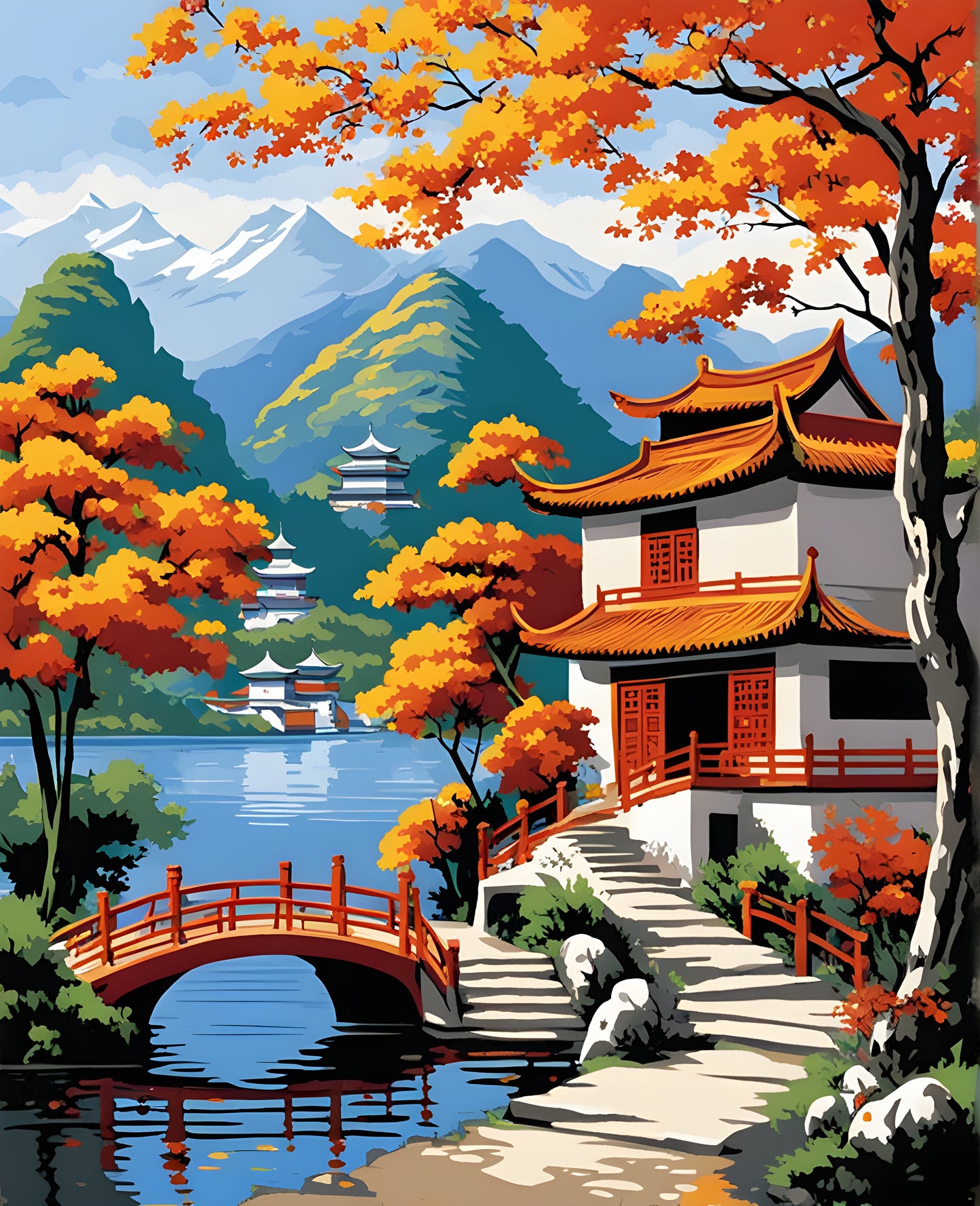 Lakeside Chinese Village - Van-Go Paint-By-Number Kit