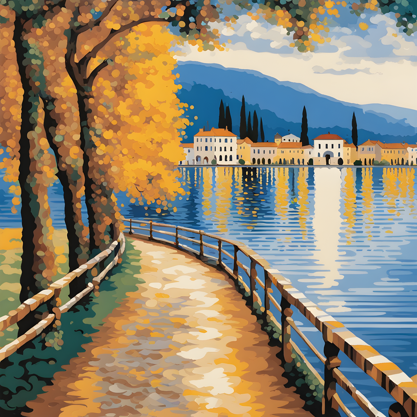 Lakeside Promenade Landscape - Van-Go Paint-By-Number Kit