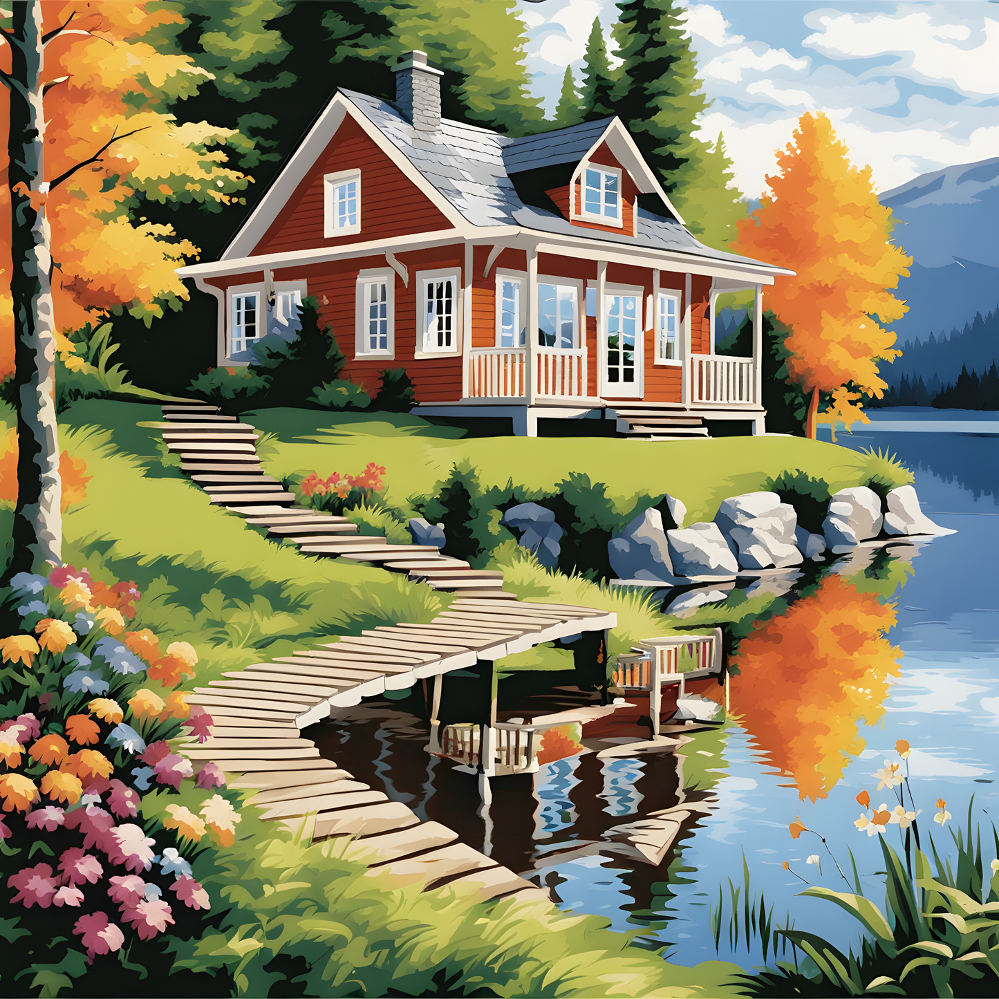 Lakeside Summer House - Van-Go Paint-By-Number Kit