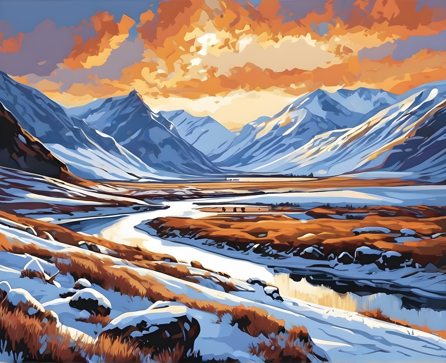 Iceland Collection PD (17) - Landmannalaugar in snow - Van-Go Paint-By-Number Kit