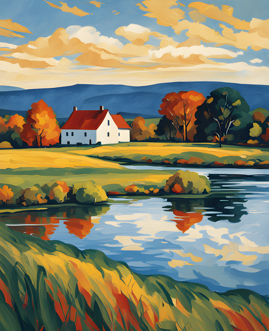 Landscape at Newfields, New Hampshire - Van-Go Paint-By-Number Kit
