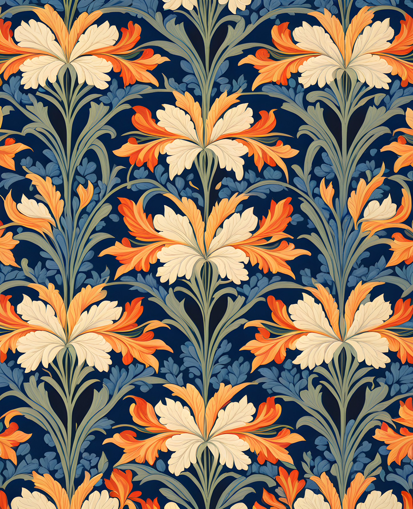 William Morris Style Collection PD (120) - Larkspur Fabric Pattern - Van-Go Paint-By-Number Kit