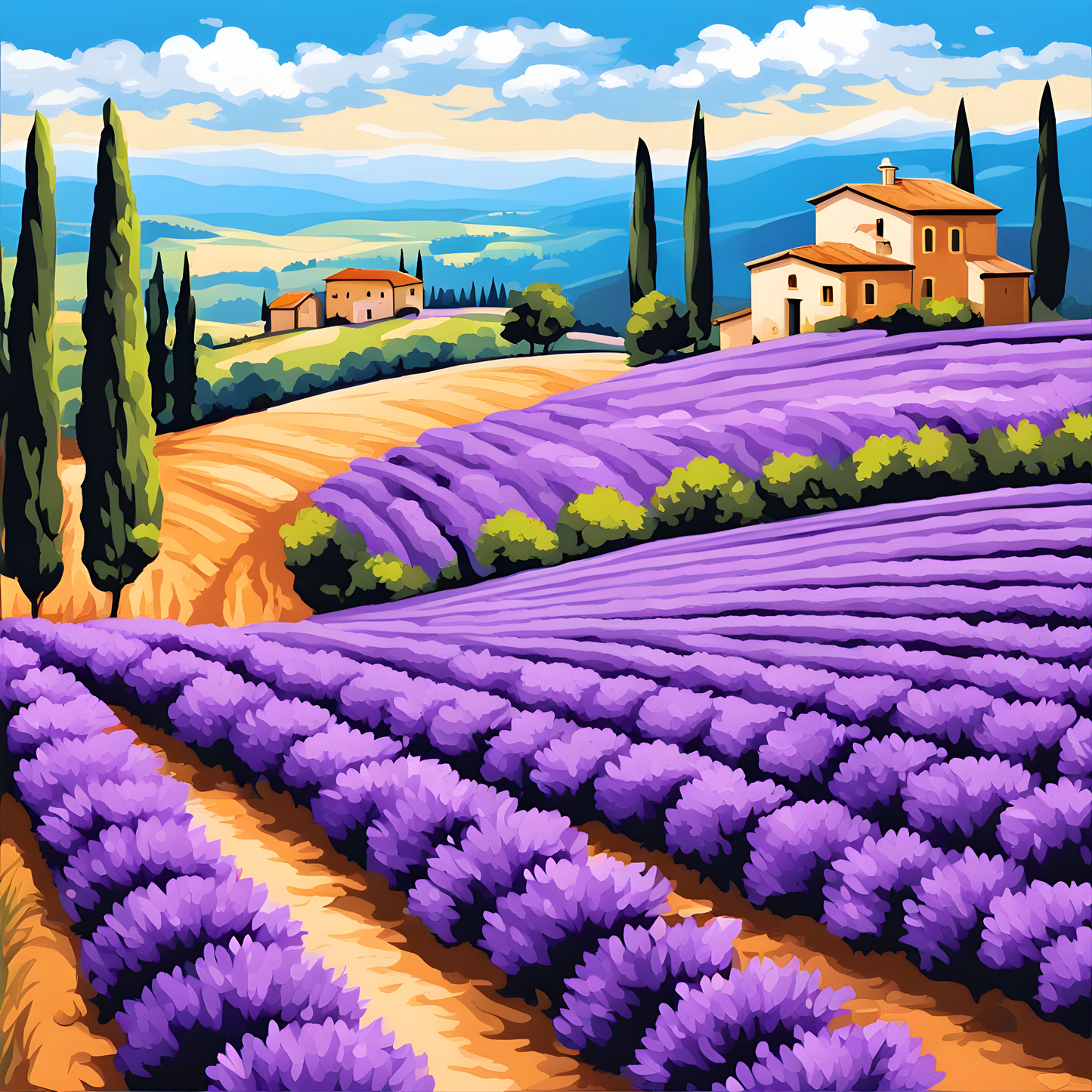 Lavender Field in Tuscan (2) - Van-Go Paint-By-Number Kit