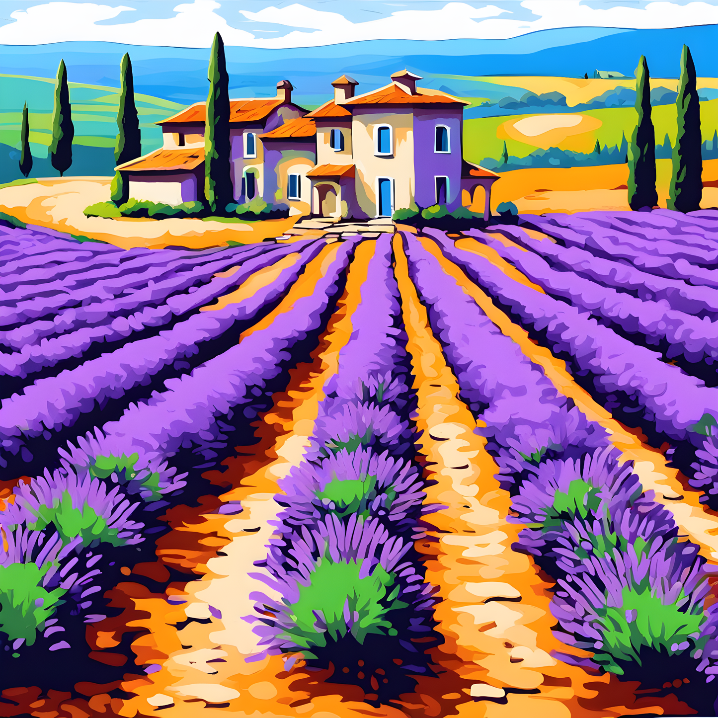 Lavender Field in Tuscan (1) - Van-Go Paint-By-Number Kit