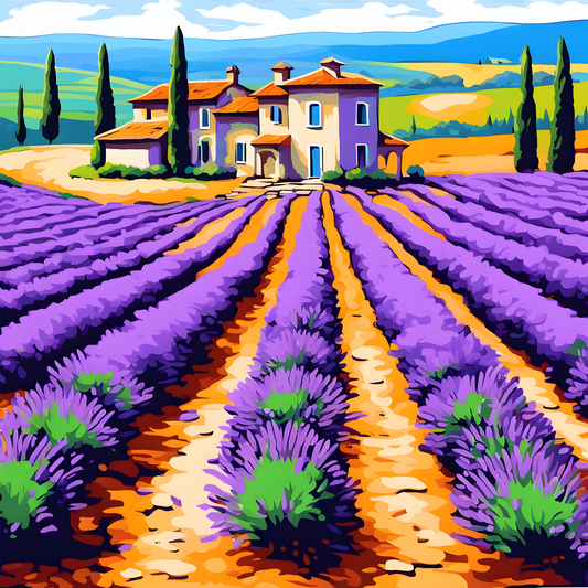 Lavender Field in Tuscan (1) - Van-Go Paint-By-Number Kit