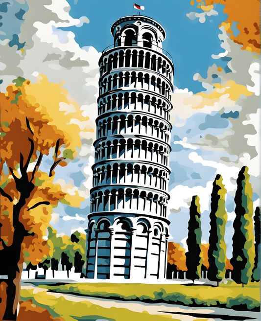 Leaning Tower of Pisa, Italy Collection PD (2) - Van-Go Paint-By-Number Kit