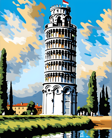 Leaning Tower of Pisa, Italy Collection PD (3) - Van-Go Paint-By-Number Kit