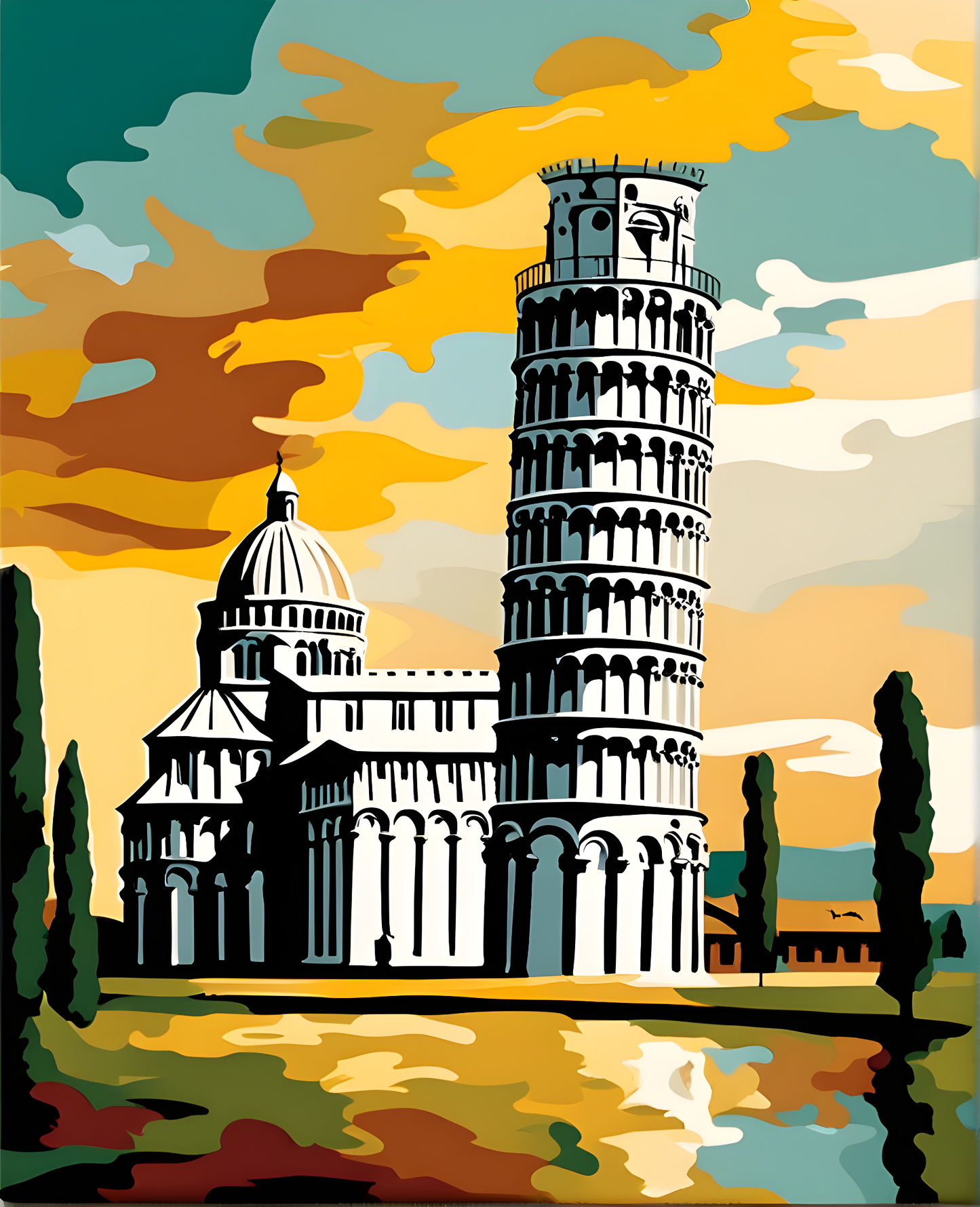 Leaning Tower of Pisa, Italy Collection PD (1) - Van-Go Paint-By-Number Kit