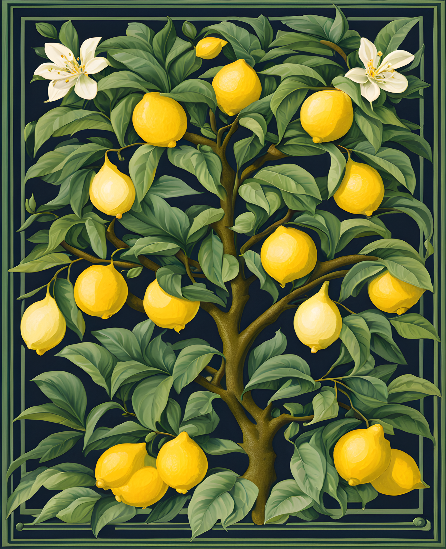William Morris Style Collection PD (122) - Lemon Tree Pattern - Van-Go Paint-By-Number Kit