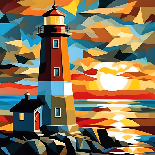 Lighthouse at Sunset (1) - Van-Go Paint-By-Number Kit