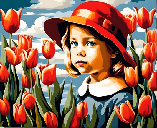 Little Girl with Tulips (3) - Van-Go Paint-By-Number Kit