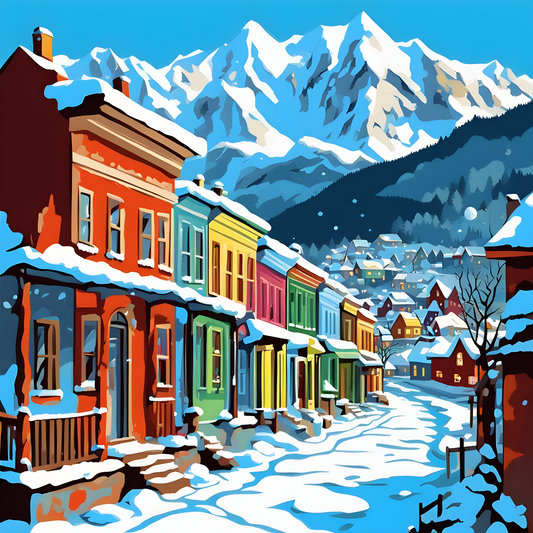 Little Town at the Foot of Snowy Mountains (2) - Van-Go Paint-By-Number Kit