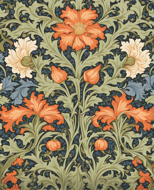 William Morris Style Collection PD (128) - Lodden Fabric Pattern - Van-Go Paint-By-Number Kit