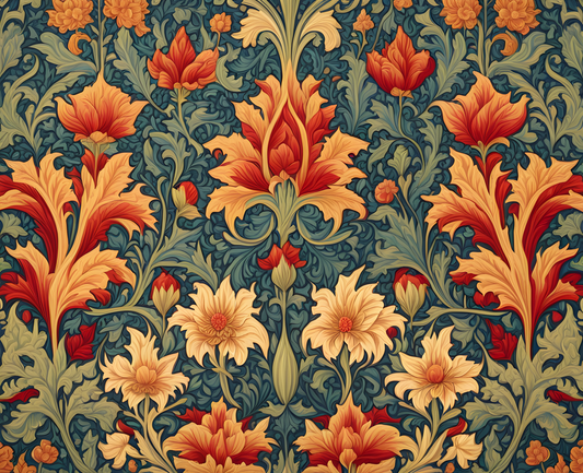 William Morris Style Collection PD (127) - Lodden Fabric Pattern - Van-Go Paint-By-Number Kit