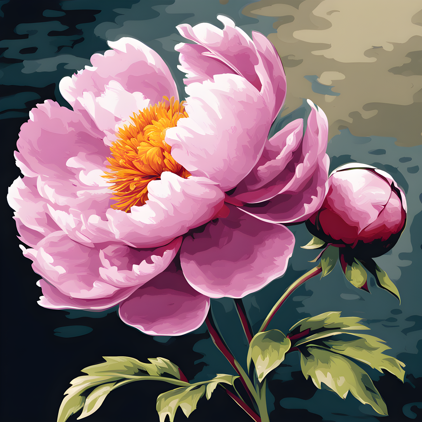 Lonely Peony (3) - Van-Go Paint-By-Number Kit