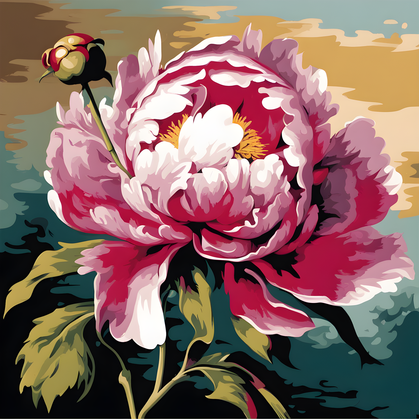 Lonely Peony (1) - Van-Go Paint-By-Number Kit