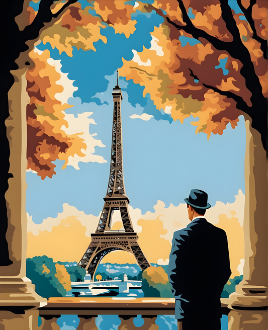 Looking at the Eiffel Tower - Van-Go Paint-By-Number Kit