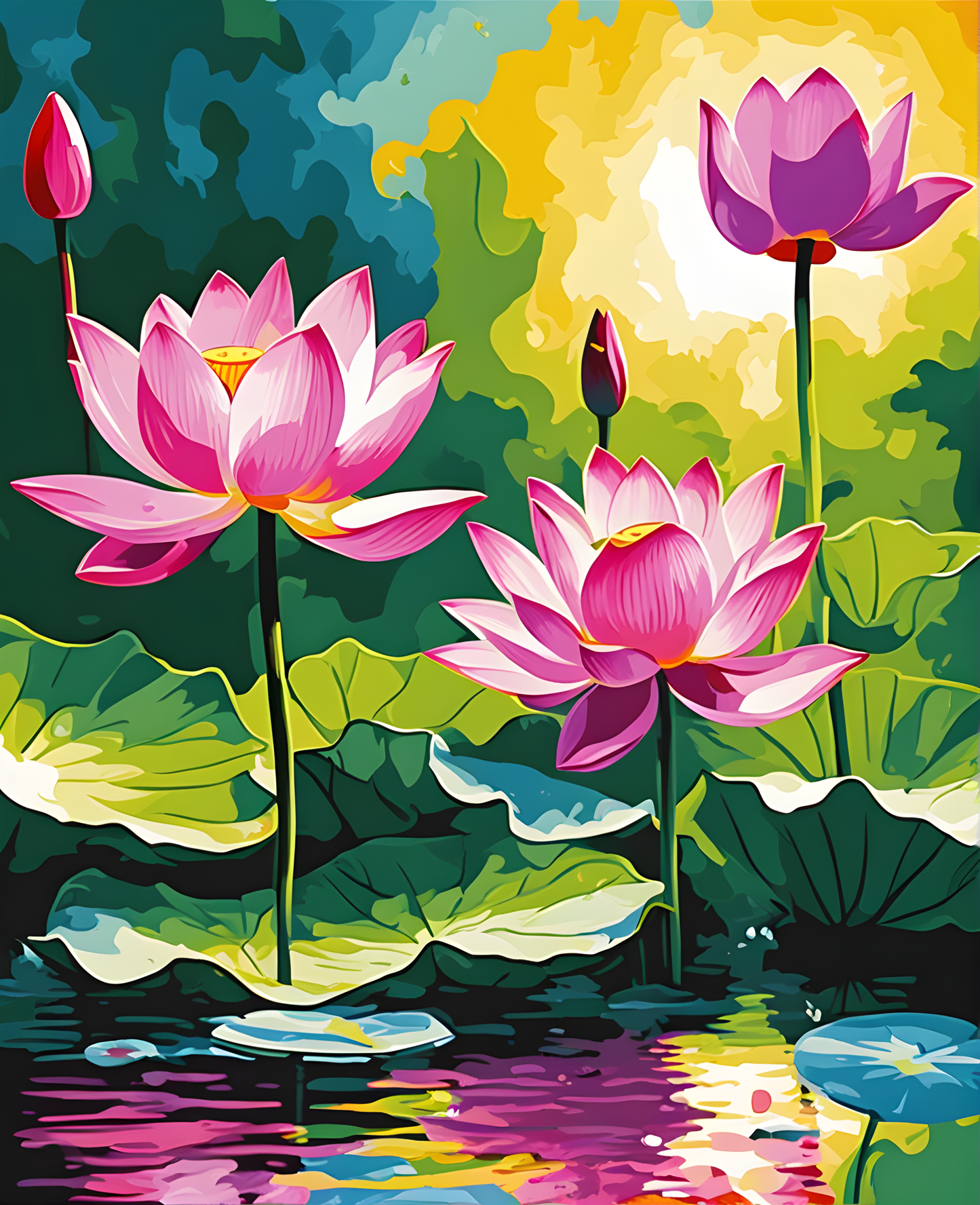 Flowers Collection OD (77) - Lotus - Van-Go Paint-By-Number Kit