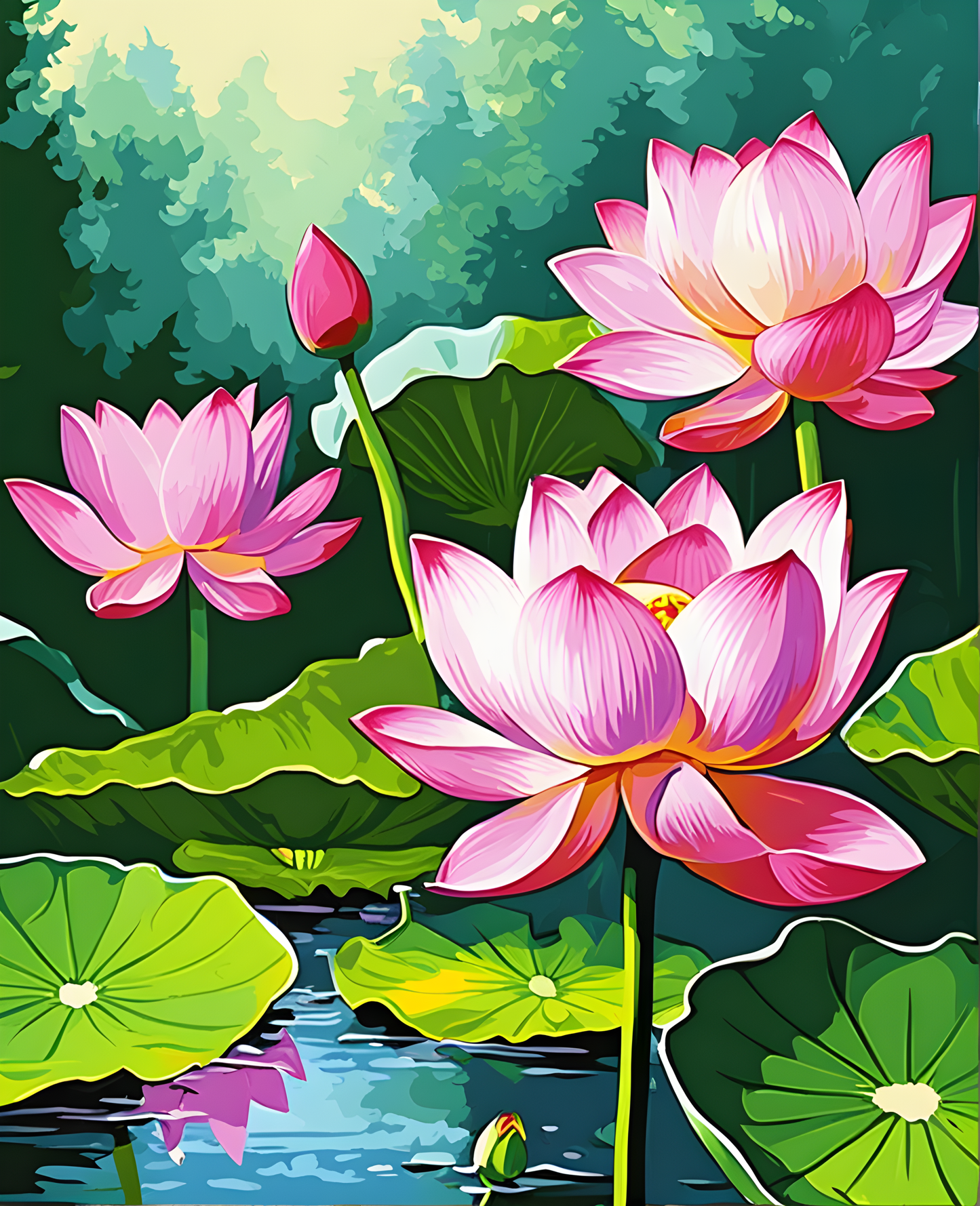 Flowers Collection OD (73) - Lotus - Van-Go Paint-By-Number Kit