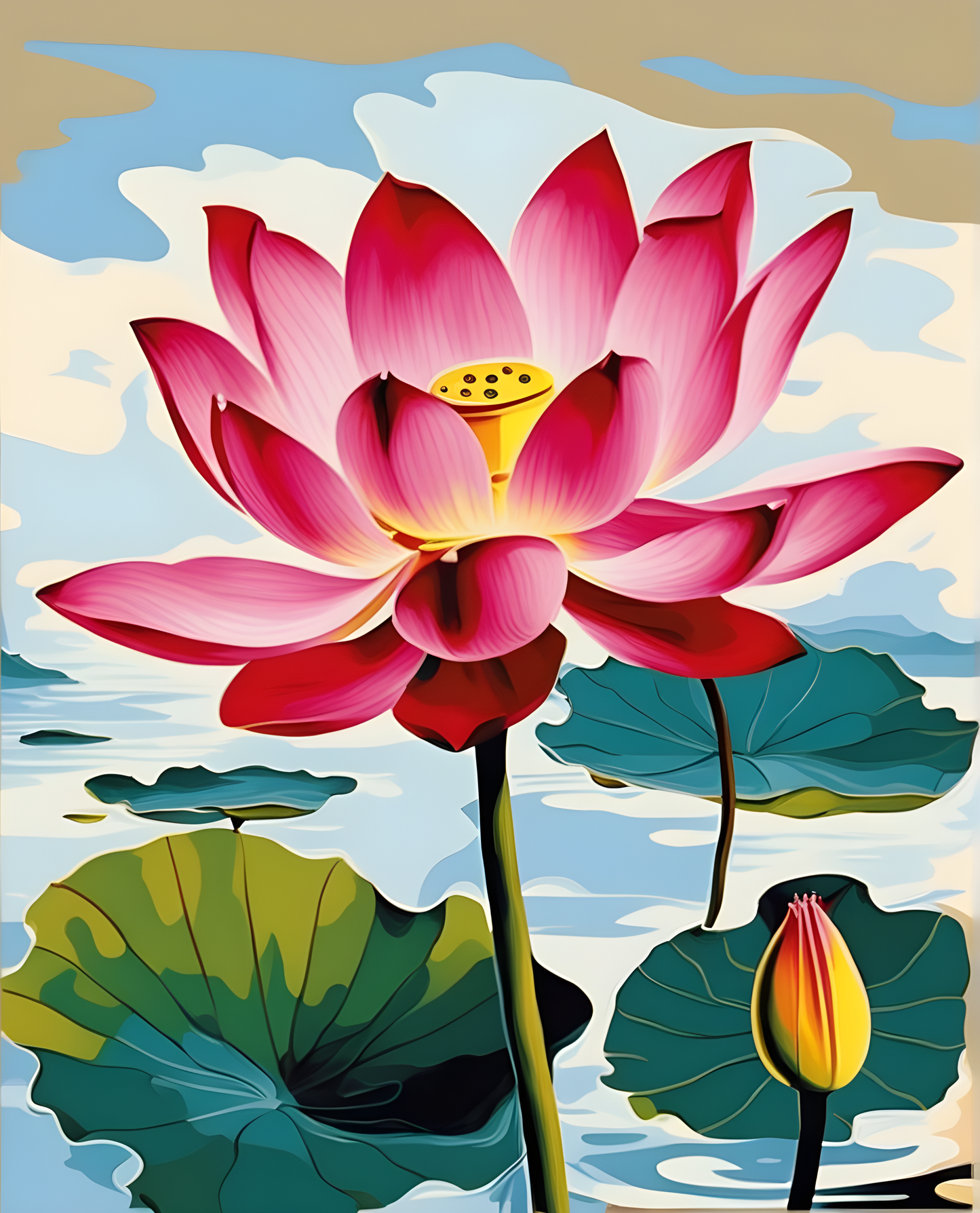 Flowers Collection OD (74) - Lotus - Van-Go Paint-By-Number Kit
