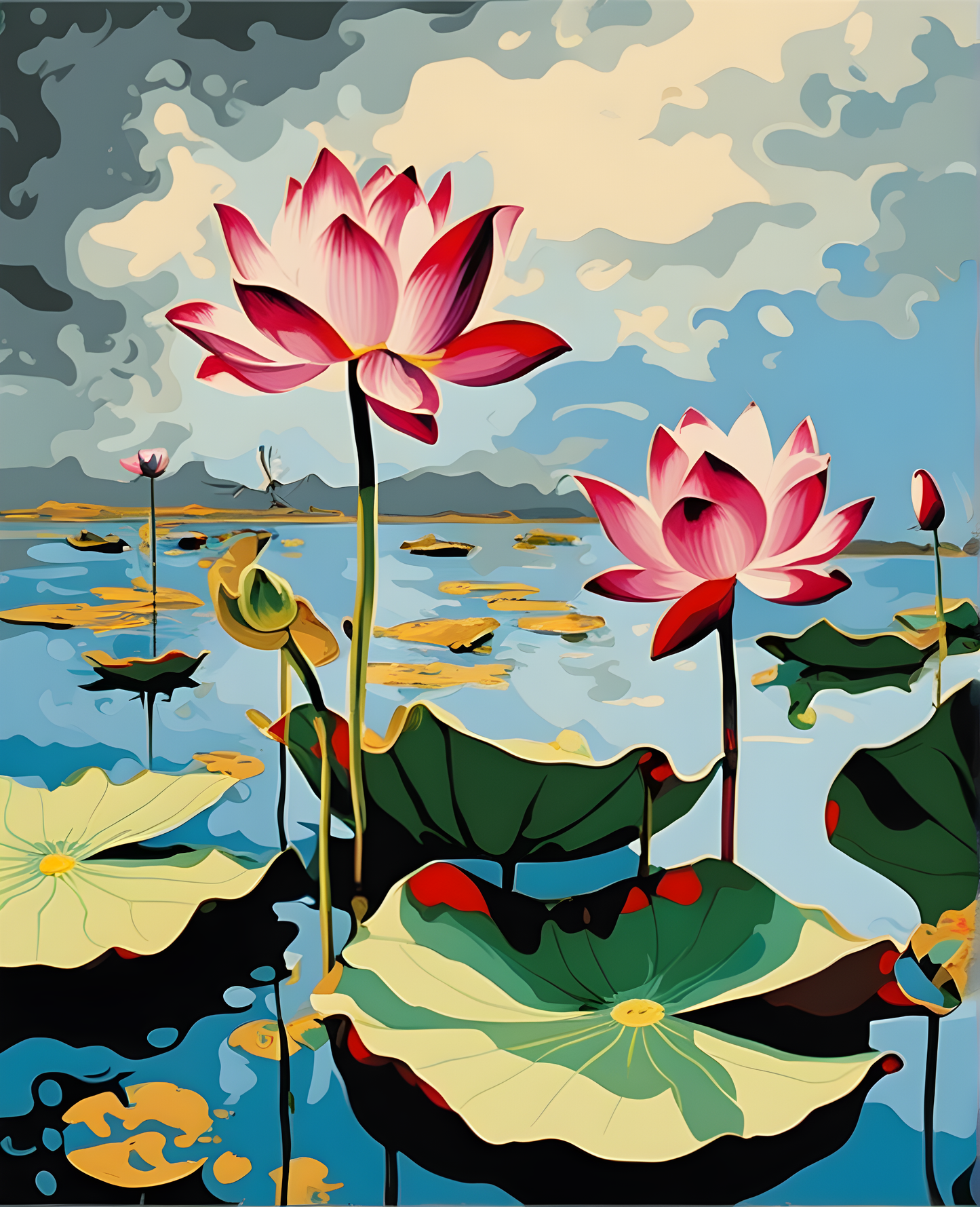 Flowers Collection OD (76) - Lotus - Van-Go Paint-By-Number Kit