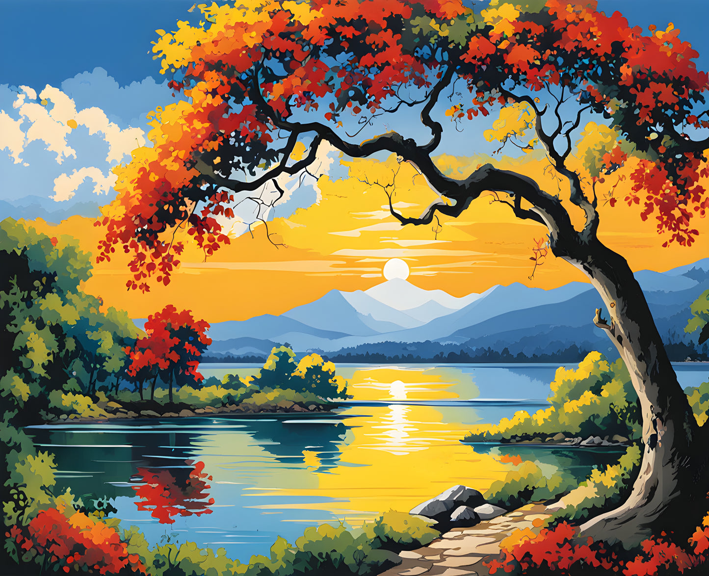 Sri Lanka Collection PD (39) - Mahiyanganaya Sorabora Lake -  Van-Go Paint-By-Number Kit