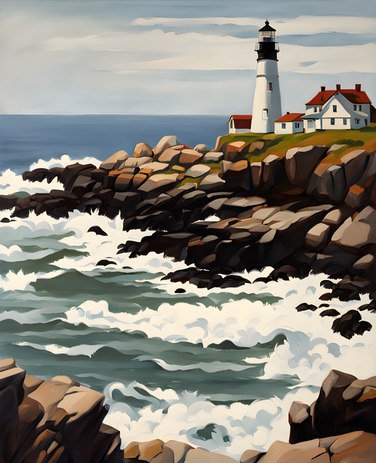 USA Great Places (135) - Portland Head Light, Cape Elizabeth, Maine - Van-Go Paint-By-Number Kit