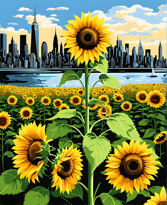 Manhattan Memories - Sunflowers (1) - Van-Go Paint-By-Number Kit