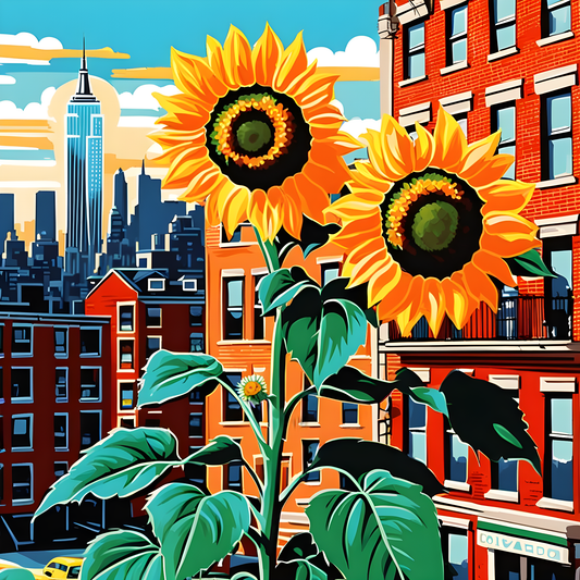 Manhattan Memories - Sunflowers (5) - Van-Go Paint-By-Number Kit