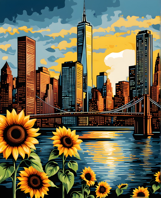 Manhattan Memories - Sunflowers PD (4) - Van-Go Paint-By-Number Kit